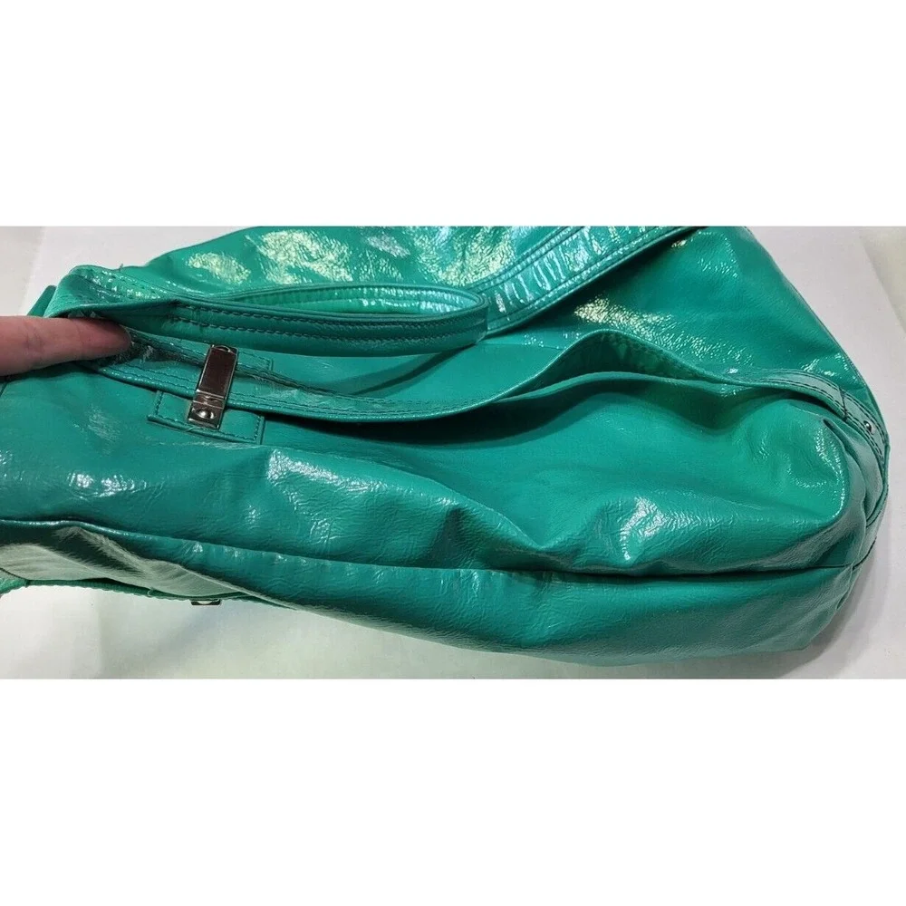 Vintage Guess Teal Shoulder Bag Silver Buckle Y2K Style Zebra Lining - Picture 7 of 16